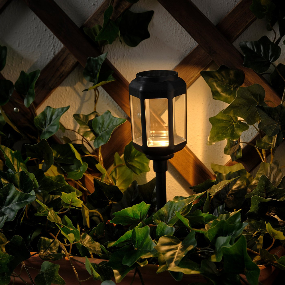 IKEA SOLVINDEN  (ИКЕА СОЛВИНДЕН)  -  Грунтовый светильник LED на солн. батарее - для улицы/прозрачный чёрный