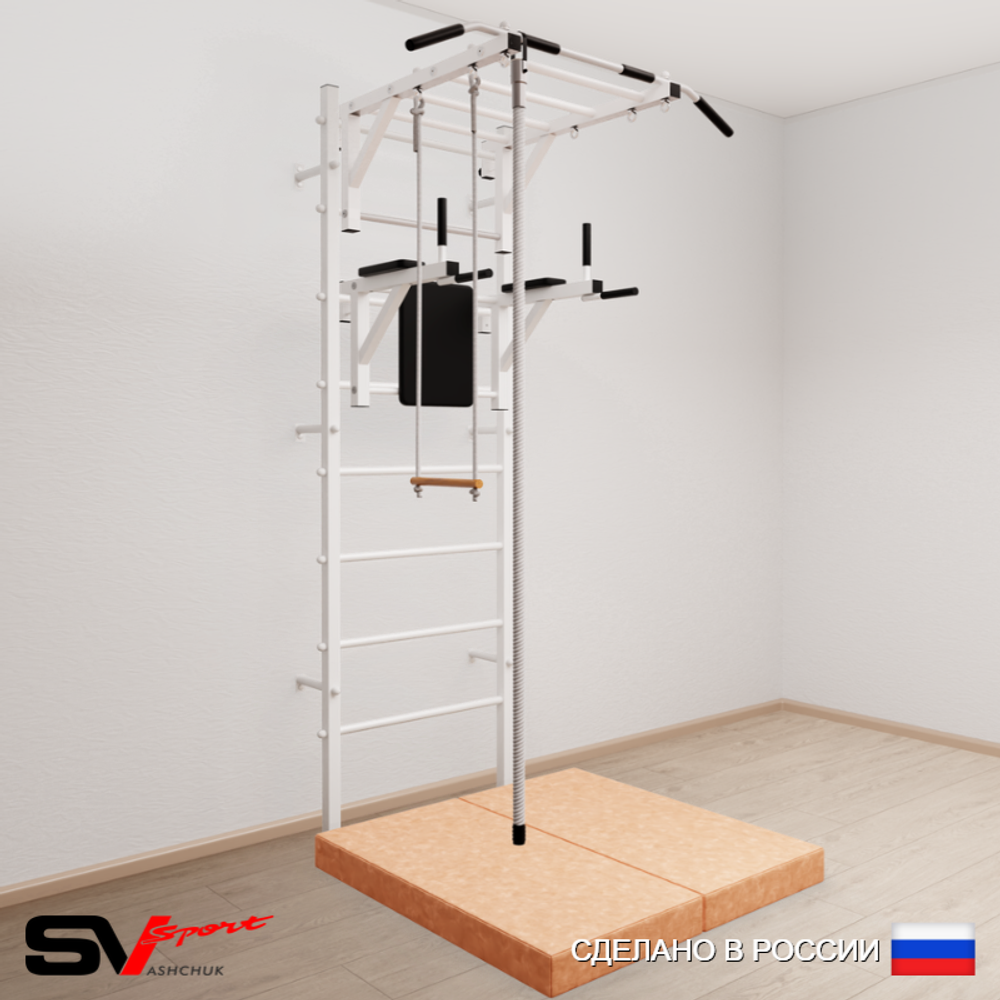 Шведская стенка Sv Sport усиленная 6464 (Турник рукоход/Брусья/Канат/Трапеция/Мат 1м)