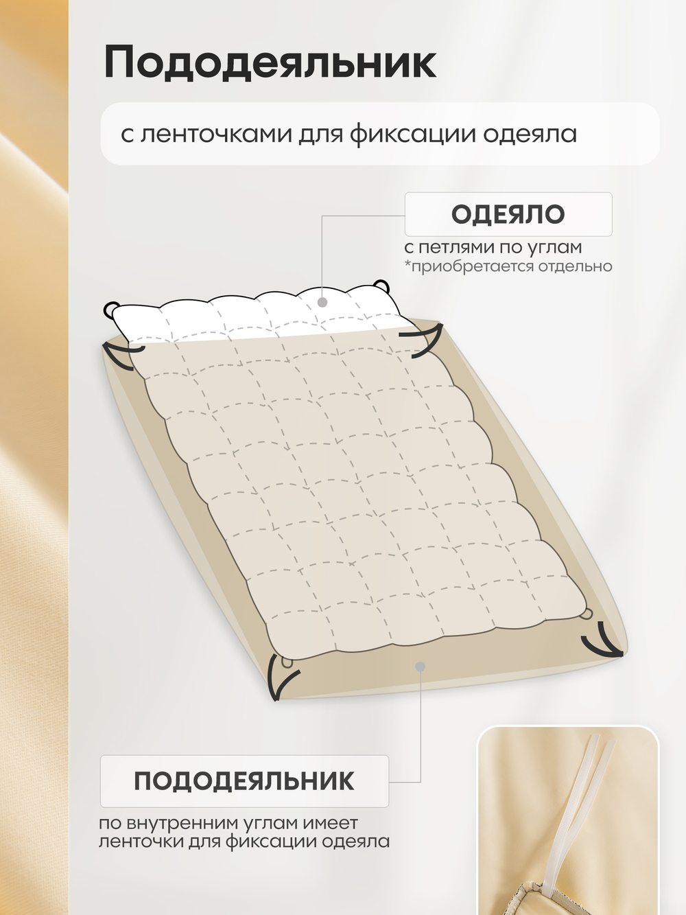 КПБ Однотонный Сатин Элитный на резинке OCER010, 2 спальный, 4 наволочки, простынь 140*200*30