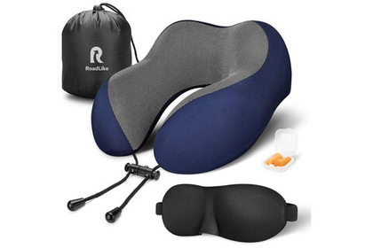 Подушка для путешествий RoadLike Travel Kit с эффектом памяти, синий