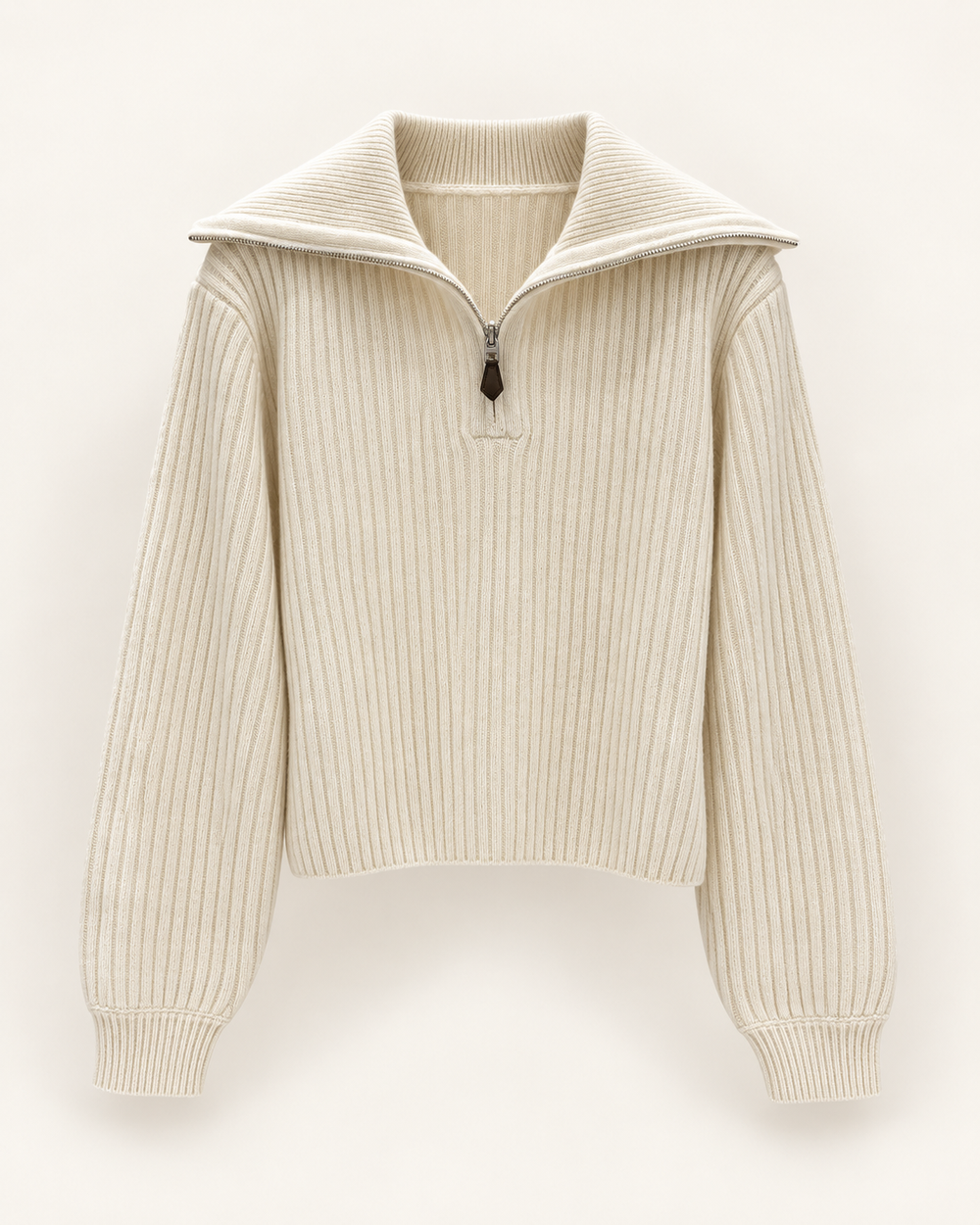 Женский кашемировый свитер Loro Piana с короткой молнией — молочный