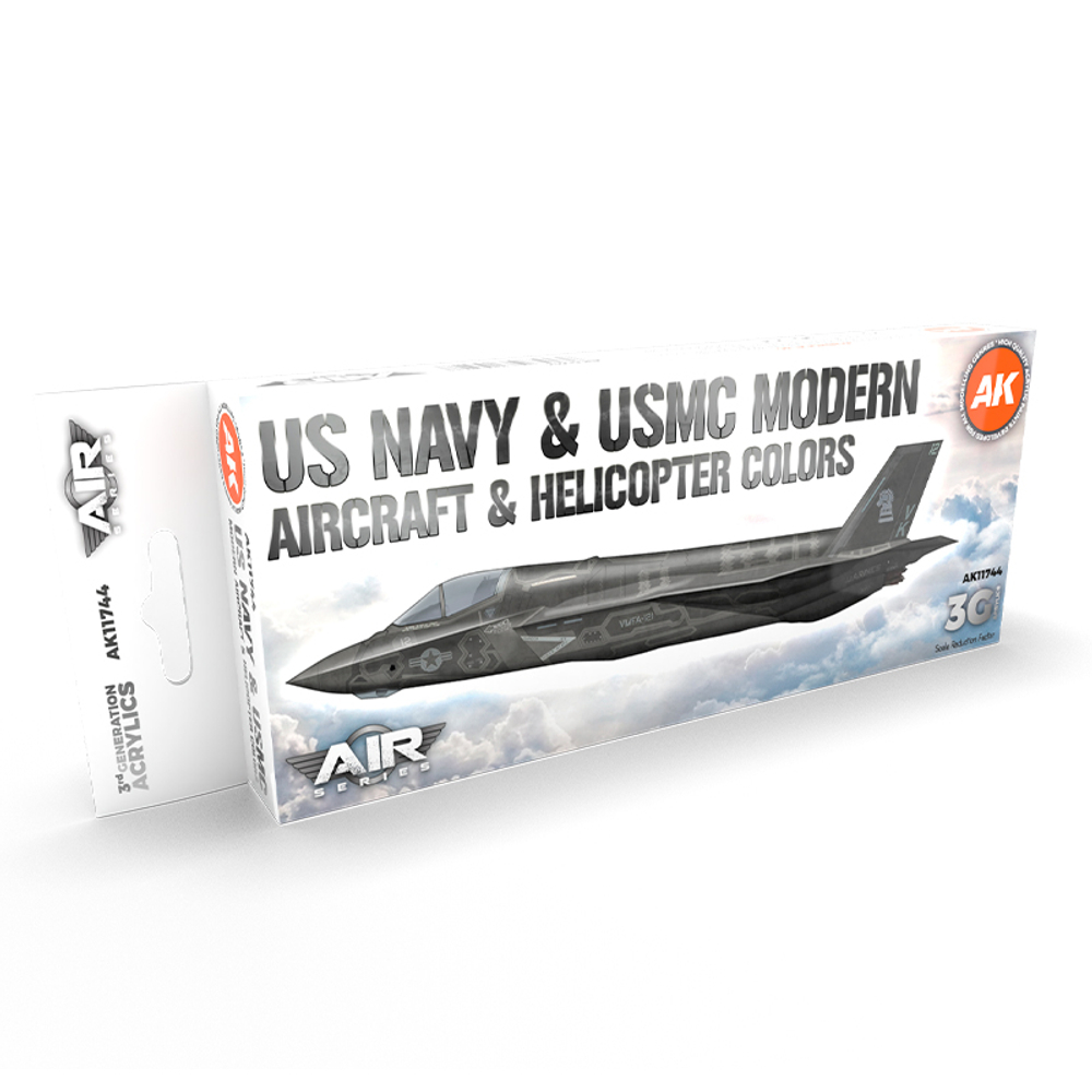 Набор красок AK interactive US Navy & USMC Modern Aircraft & Helicopter Colors Set 3G, 8 красок