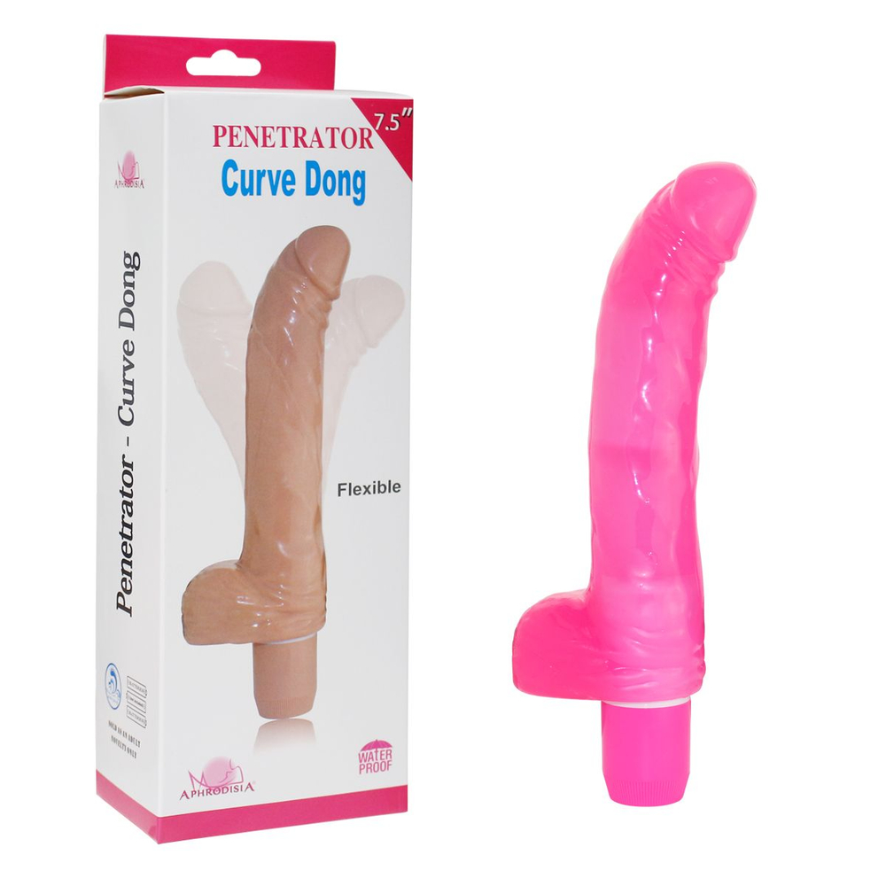 Розовый вибратор с изогнутым кончиком Penetrator Curve Dong 7.5 - 19 см. (Цвет: розовый)