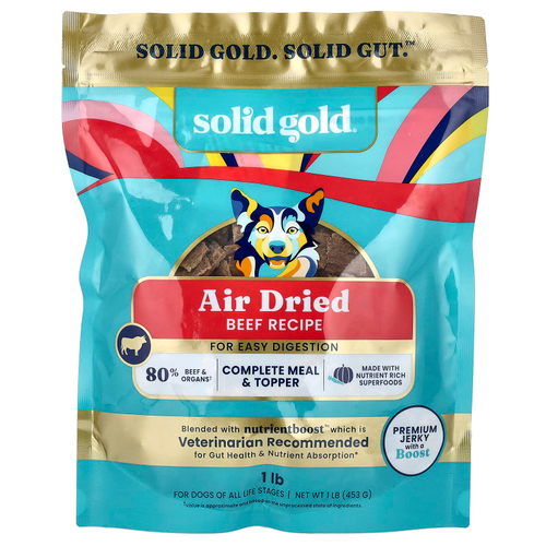 Solid Gold, сушеный полноценный рацион, для собак, говядина, 453 г (1 фунт)