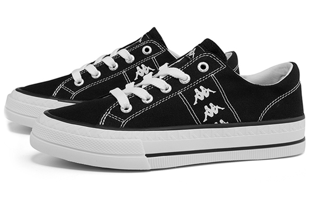 Kappa Slip Resistant Abrasion Resistant Low top Canvas Shoes Unisex Black White