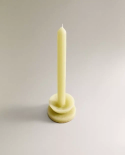 ZARA HOME ДЕКОРАТИВНАЯ СВЕЧА С ПОДСТАВКОЙ, ЖЕЛТЫЙ
