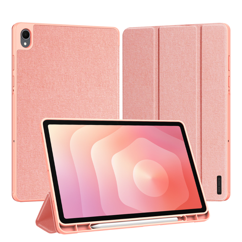 Чехол книжка розового цвета для планшета Samsung Galaxy Tab S11, серия Domo Series (с держателем для S Pen и функцией автоматического перехода в спящий режим) от Dux Ducis