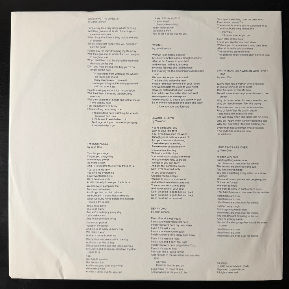 John Lennon & Yoko Ono ‎– Double Fantasy (США 1980г.)