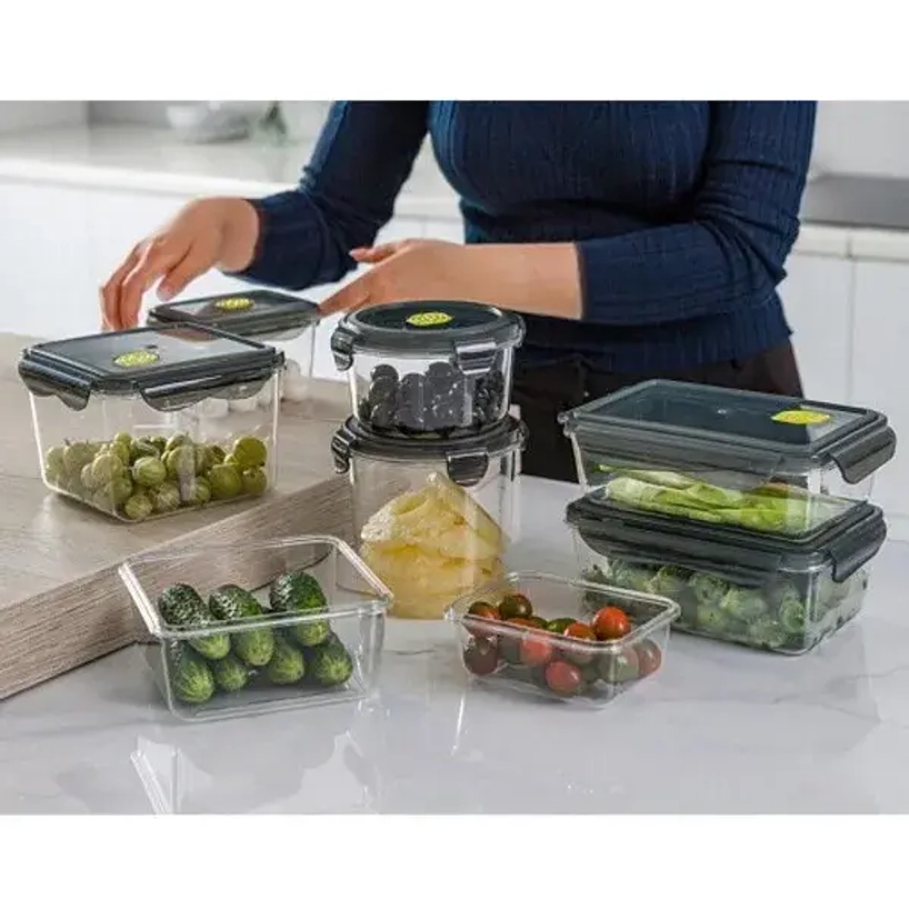 Контейнер для продуктов с клапаном 1,7л квадратный «BRILLIANT» черный