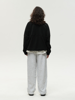 Drawstring Half-Zipped Sweatshirt Black