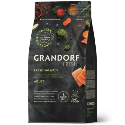 Grandorf Fresh, Fresh Salmon, Adult для взрослых кошек (Свежее филе лосося с бататом)