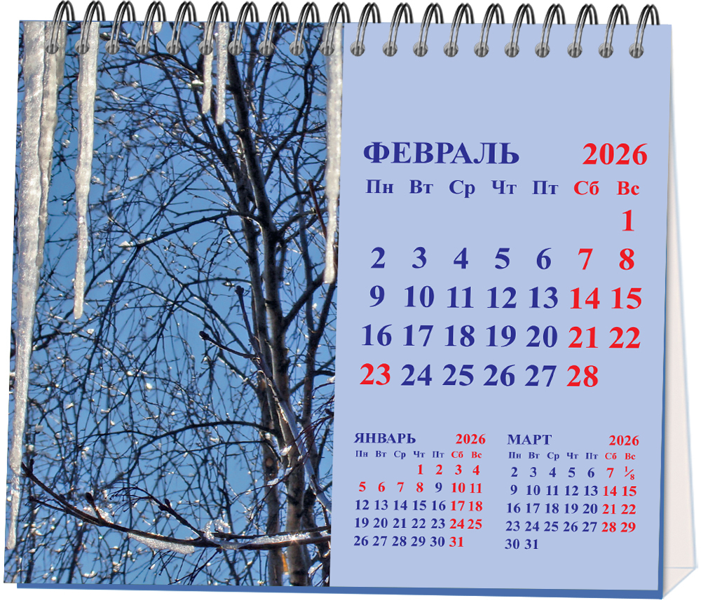 Календарь настольный "домик" на 2026 год, "Времена года"