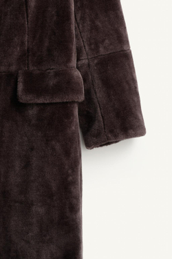 ZARA ПАЛЬТО ИЗ ИСКУССТВЕННОГО МЕХА СВОБОДНОГО КРОЯ, ТЕМНО-КОРИЧНЕВЫЙ