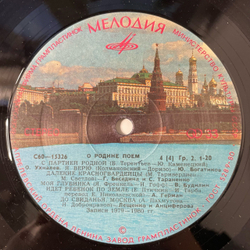 Винтажная виниловая пластинка LP Сборник О Родине Поем, Советские Композиторы Делегатам XXVI Съезда КПСС (СССР 1981) (Магомаев, Анна Герман, Хиль и др)