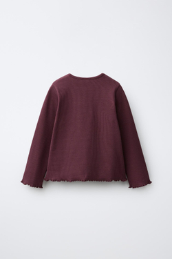 ZARA ЛОНГСЛИВ В РУБЧИК С ВЫШИВКОЙ, БОРДОВЫЙ
