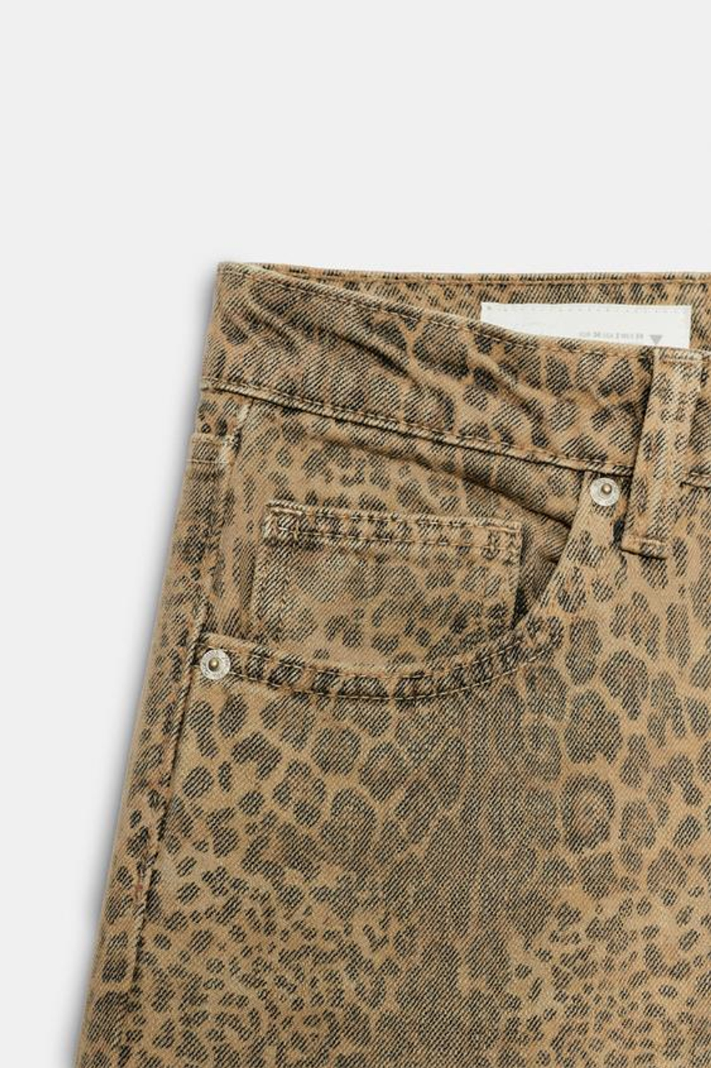 ZARA ДЖИНСЫ TRF WIDE-LEG С НИЗКОЙ ПОСАДКОЙ И АНИМАЛИСТИЧЕСКИМ ПРИНТОМ, ЛЕОПАРДОВЫЙ