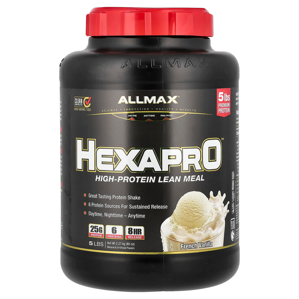 ALLMAX, Hexapro™, высокопротеиновый нежирный рацион, французская ваниль, 2,27 кг (5 фунтов)