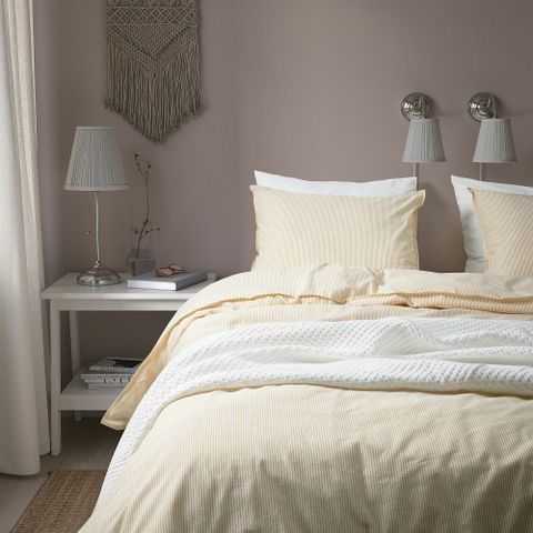 Комплект постельного белья IKEA BERGPALM (БЕРГПАЛМ), Односпальный, Бежевый, 150x200, 50x80 см