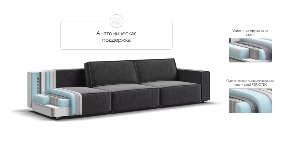 Диван Босс Софт Модуль Макс Вельвет Корд графит