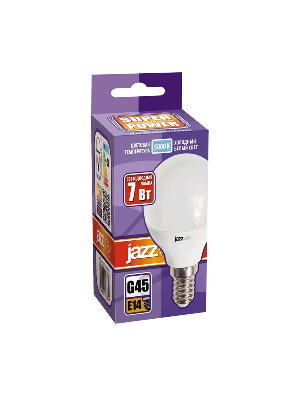 Лампа светодиодная PLED-SP 7Вт G45 шар 5000К холод. бел. E14 540лм 230В JazzWay 1027870-2