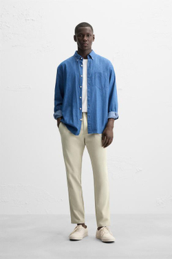 ZARA БРЮКИ SLIM FIT COMFORT, КАМЕННО-СЕРЫЙ