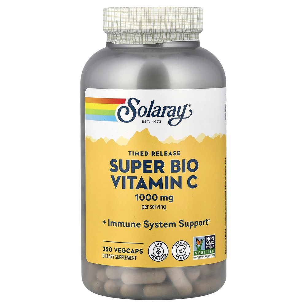 Solaray, Super Bio, витамин C, с медленным высвобождением, 250 растительных капсул