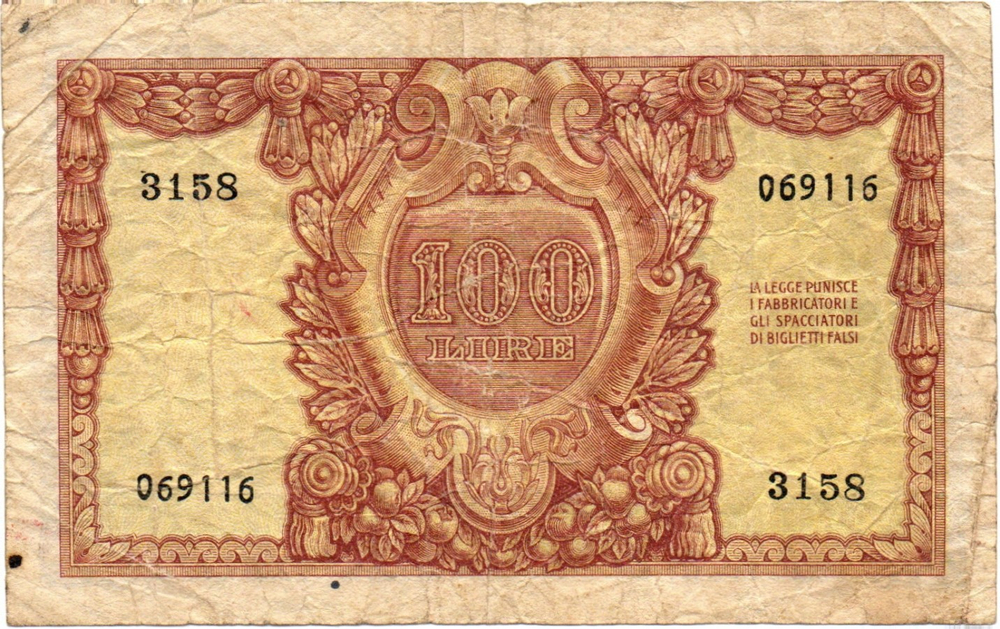 Италия. 100 лир 1951 г.