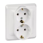Schneider Electric Этюд Белый Розетка 2-местная скрытая установка с заземляющими контактами PC16-007B