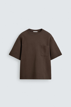ZARA ТЕХНИЧЕСКАЯ ТОЛСТОВКА С КАРМАНОМ, КОРИЧНЕВЫЙ