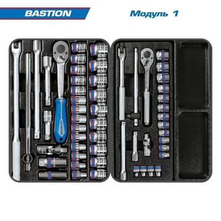 Цена на KING TONY (9G38-100MRG) Набор инструментов "BASTION" в серой тележке, 204 предмета