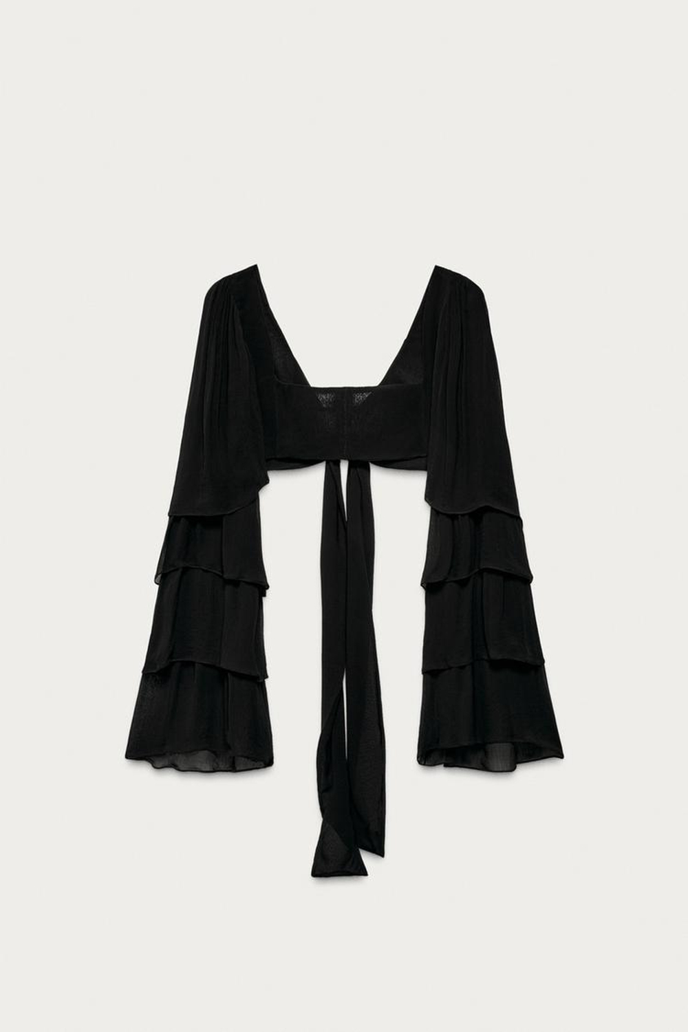 ZARA X MARISA BERENSON ТОП С ВОЛАНАМИ, ЧЕРНЫЙ