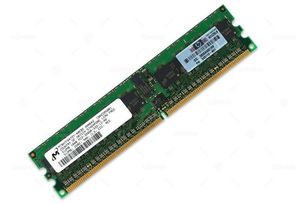 Оперативная память HP 1GB REG PC2-3200 2X512 option kit 343052-B22