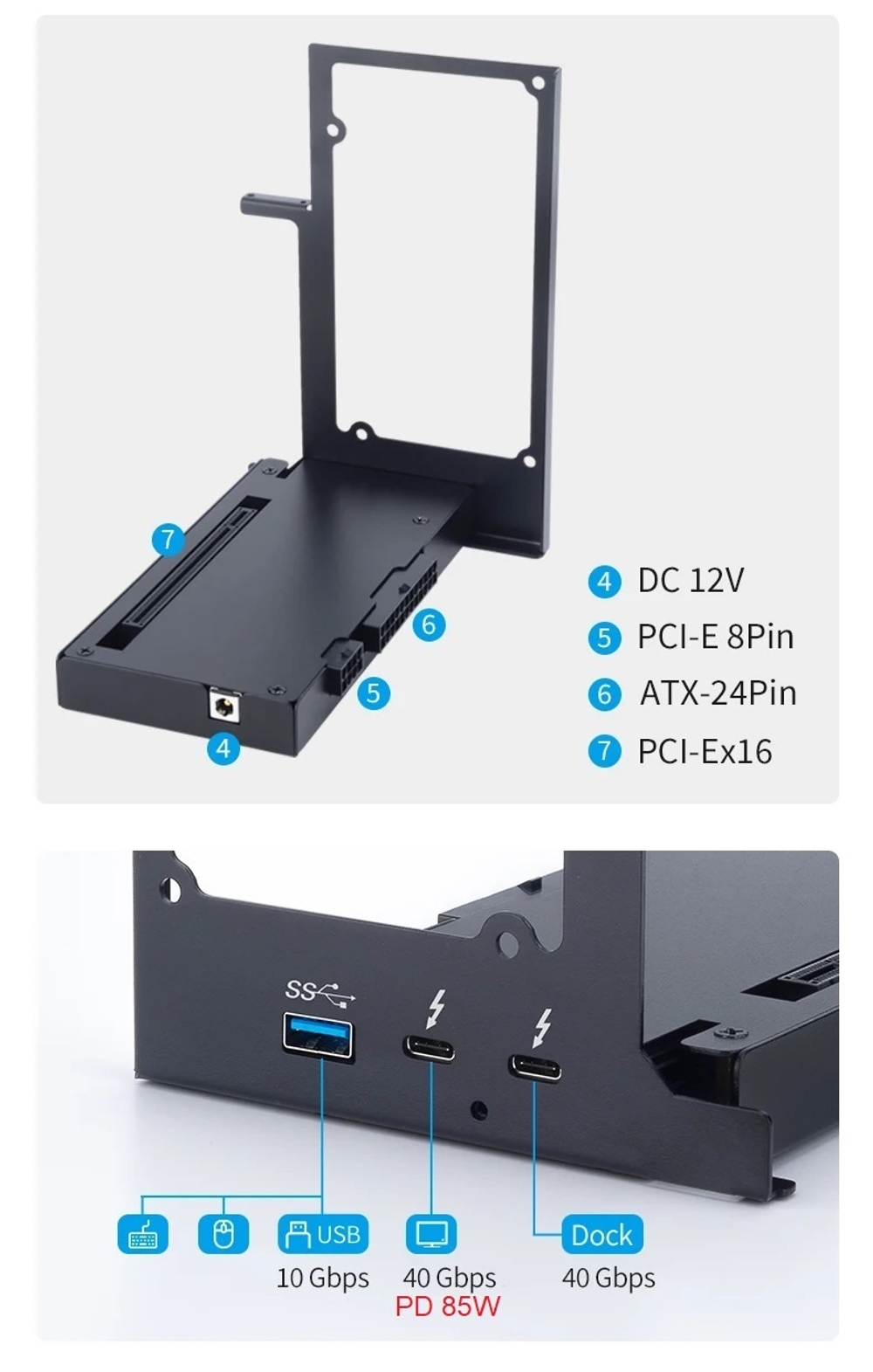 Внешний корпус для видеокарты Wikingoo L730 Kit 2 + два кабеля Thunderbolt 4. + доп. питание Type-C