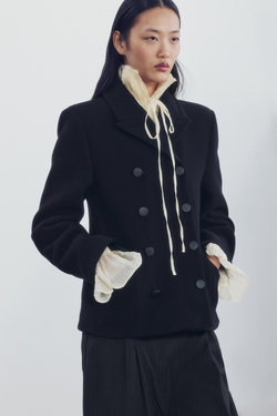 ZARA КОРОТКОЕ ШЕРСТЯНОЕ ПАЛЬТО — ZW COLLECTION, ЧЕРНЫЙ
