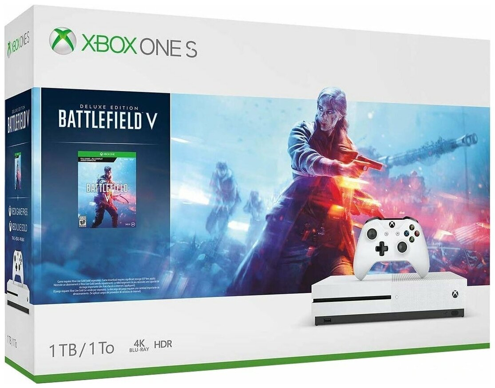 Xbox One S 1 ТБ белая + Battlefield V