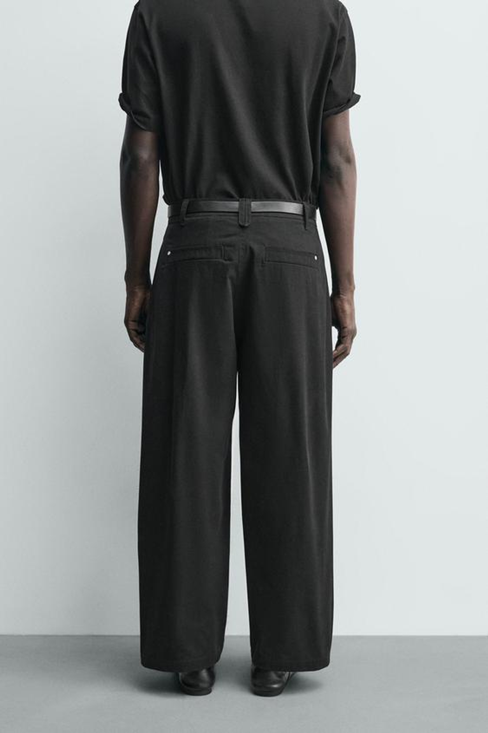 ZARA БРЮКИ ЧИНОС WIDE FIT, ЧЕРНЫЙ