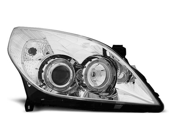 Передние фары Opel Vectra C angel eyes chrome