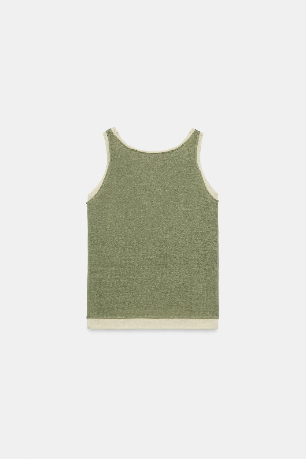 ZARA КОМБИНИРОВАННЫЙ ТРИКОТАЖНЫЙ ТОП, ХАКИ