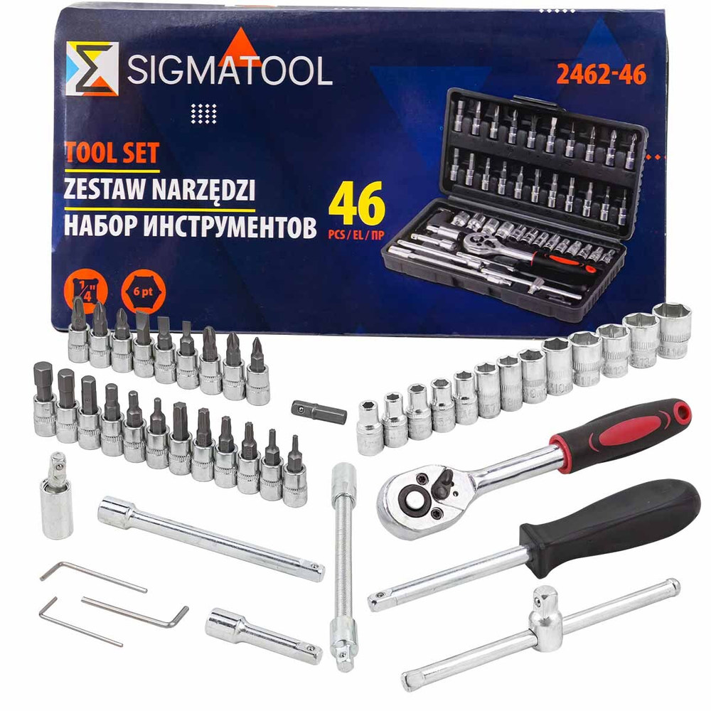 Набор инструмента 46пр. 1/4''(6-гран.)(4-14мм) SIGMATOOL SIGMATOOL-2462-46