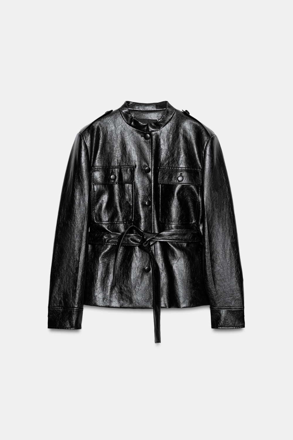 ZARA КУРТКА ИЗ ИСКУССТВЕННОЙ КОЖИ — ZW COLLECTION, ЧЕРНЫЙ