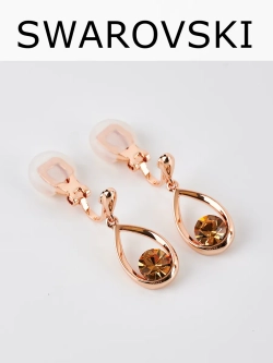Клипсы-капли Белла с кристаллами Swarovski шампань