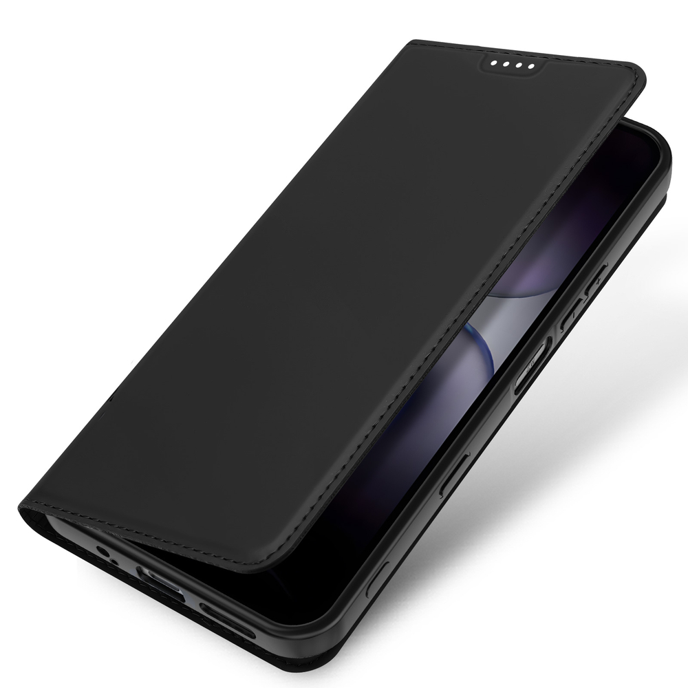 Чехол книжка из кожи черного цвета для смартфона Infinix Hot 70, серия Skin Pro Series от Dux Ducis