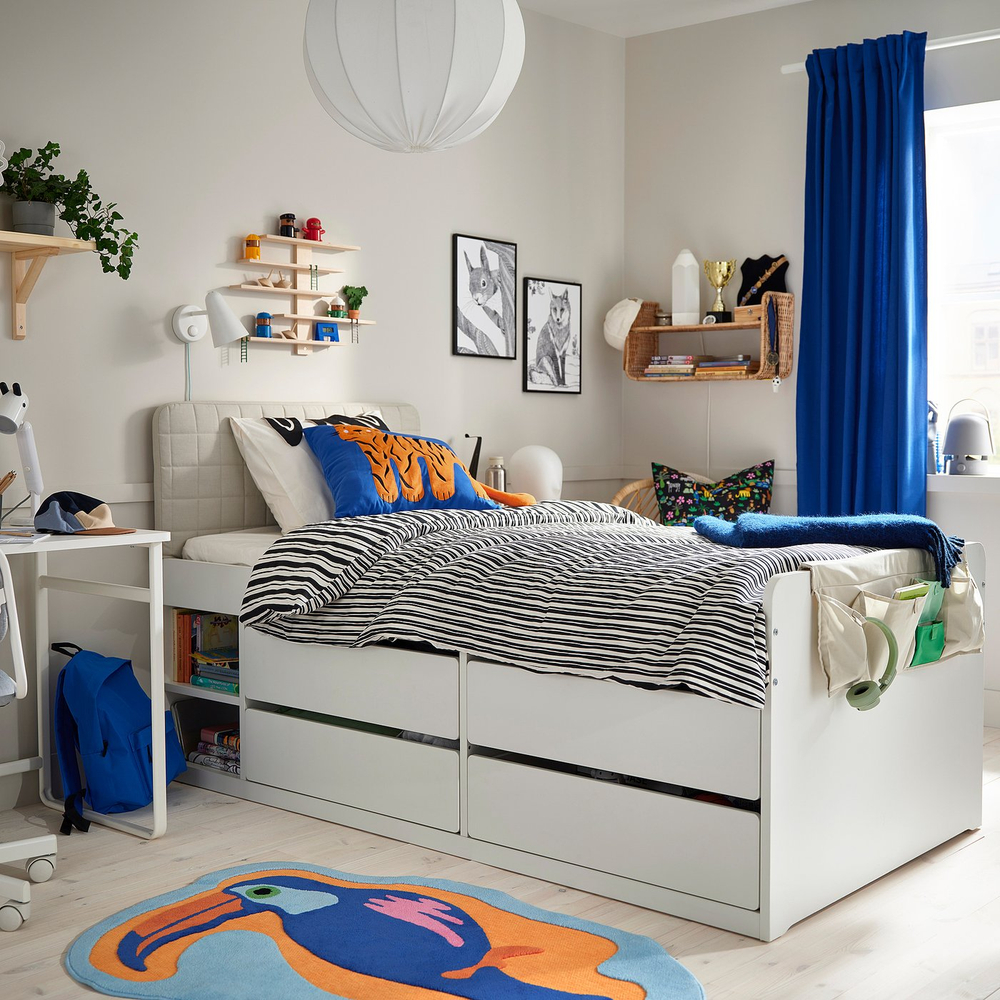 IKEA NATTHÄGER  (ИКЕА НАТТХЭГЕР)  -  Пододеяльник и наволочка - чёрный/белый зебра 150x200/50x60 см