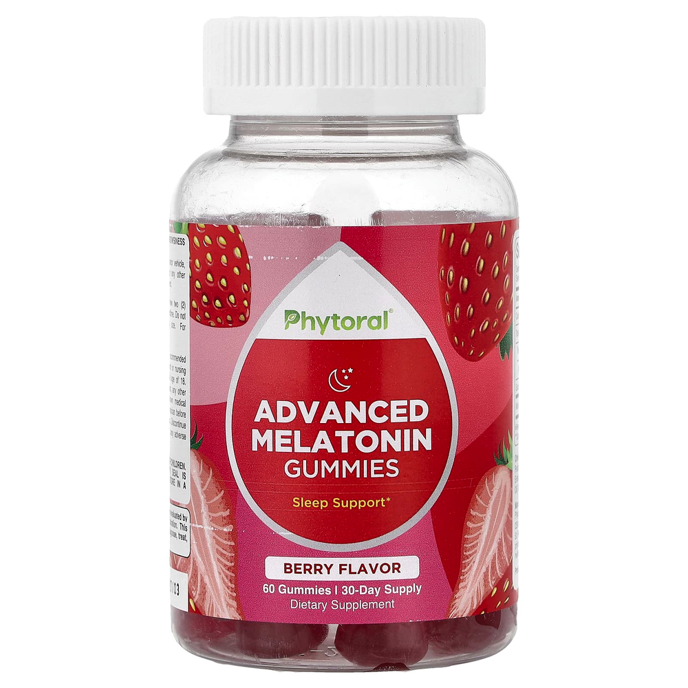 Phytoral, улучшенные жевательные таблетки с мелатонином, со вкусом ягод, 60 жевательных таблеток