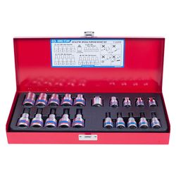 KING TONY (7120PR) Набор торцевых насадок и головок 1/2"&3/8", TORX, Е6-Е20, Т10-Т55, 20 предметов