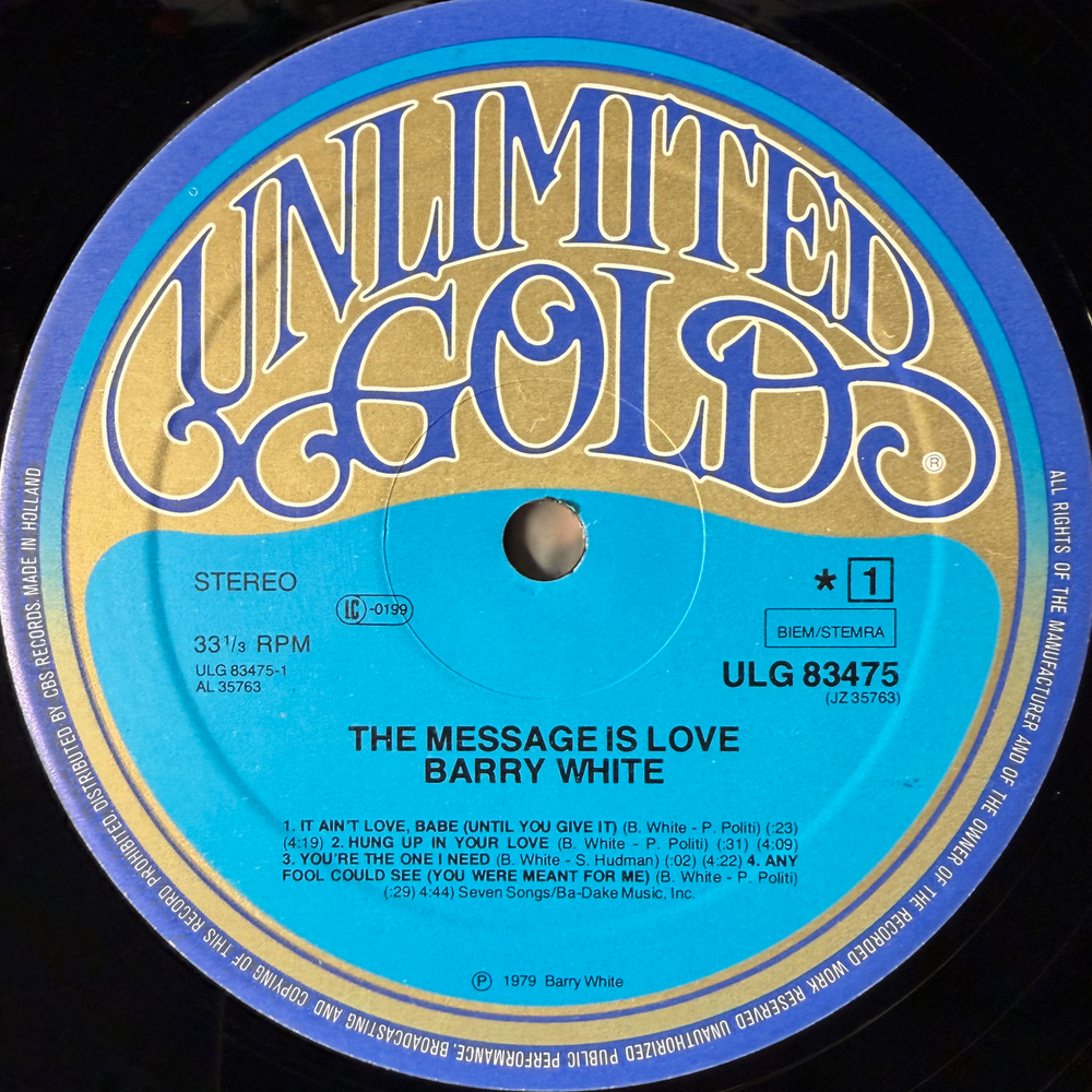 Barry White ‎– The Message Is Love (Голландия 1979г.)