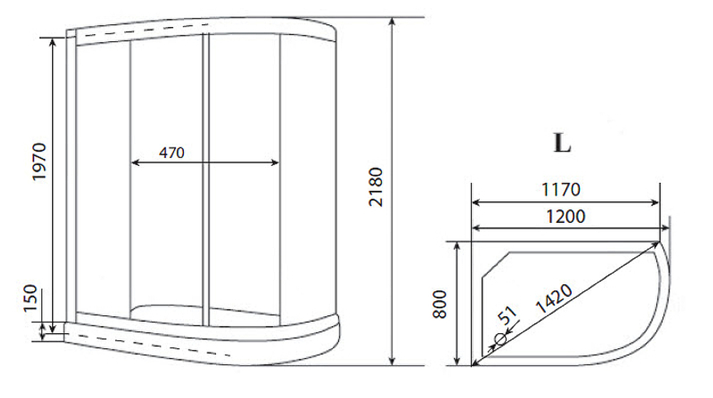 Душевая кабина Timo Eco 120х80 TE-0702PL без гидромассажа