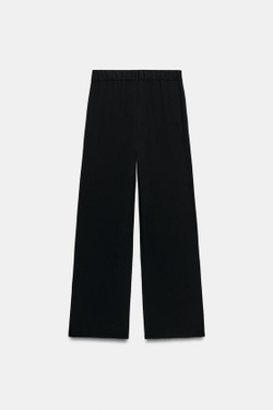 ZARA БРЮКИ В ПОЛОСКУ С РАЗРЕЗАМИ, ЧЕРНЫЙ