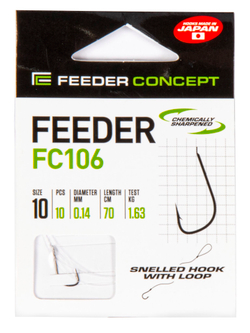 Крючки с поводком FC FEEDER FC106 №10, 10 шт. (поводок 70 см, 0,14 мм)