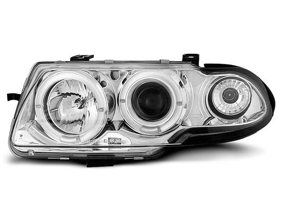 Передние фары Opel Astra F angel eyes chrome
